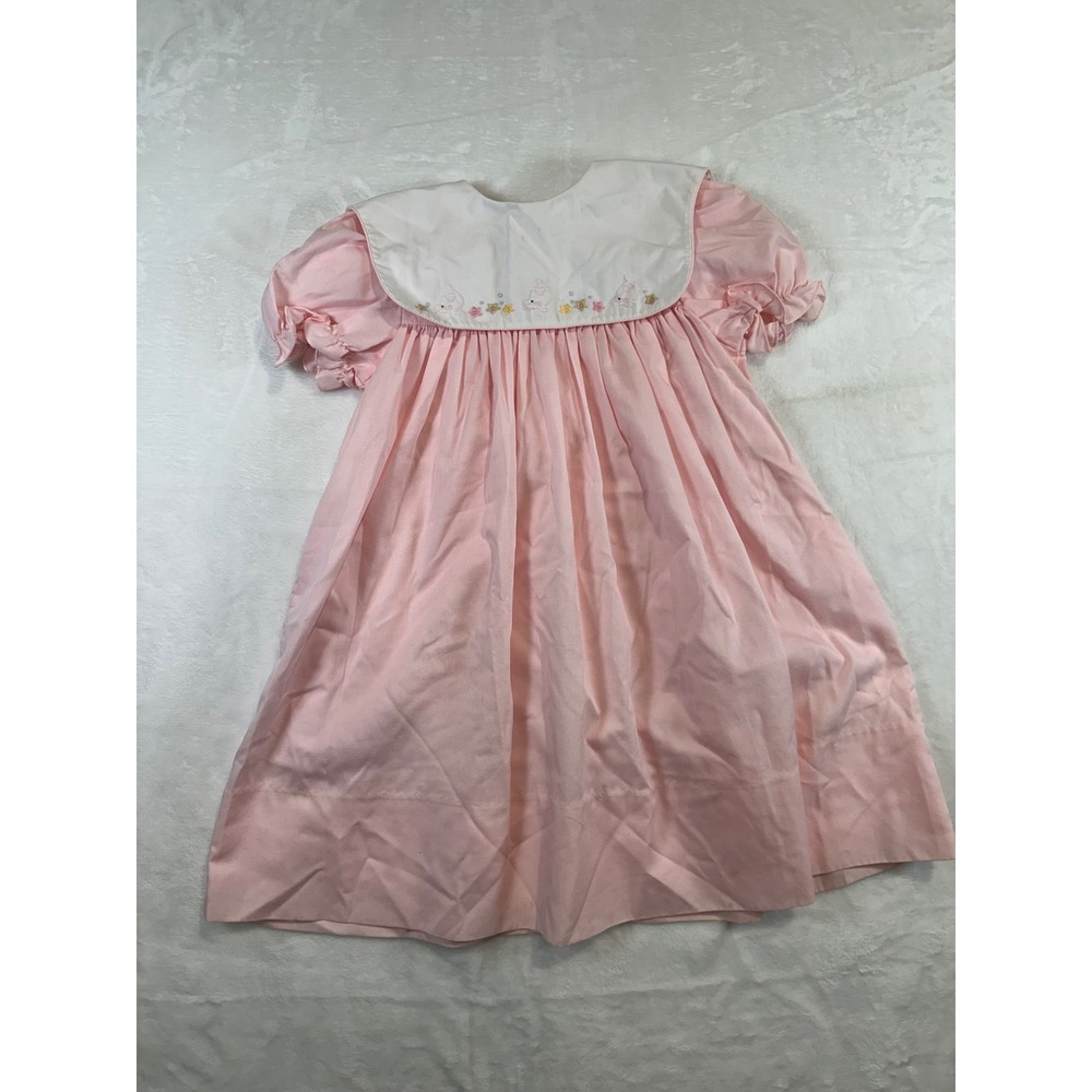Rosalina Smocked Dress 2T Pink Embroidered Shark Sea‎ Peter Pan Collar Girls